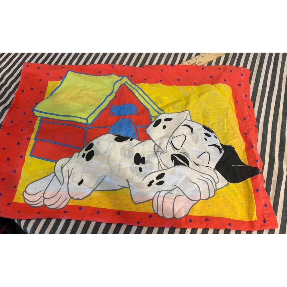 Vintage Disney 101 Dalmatians Pillowcase Dundee Reversible Doghouse Fire Hydrant